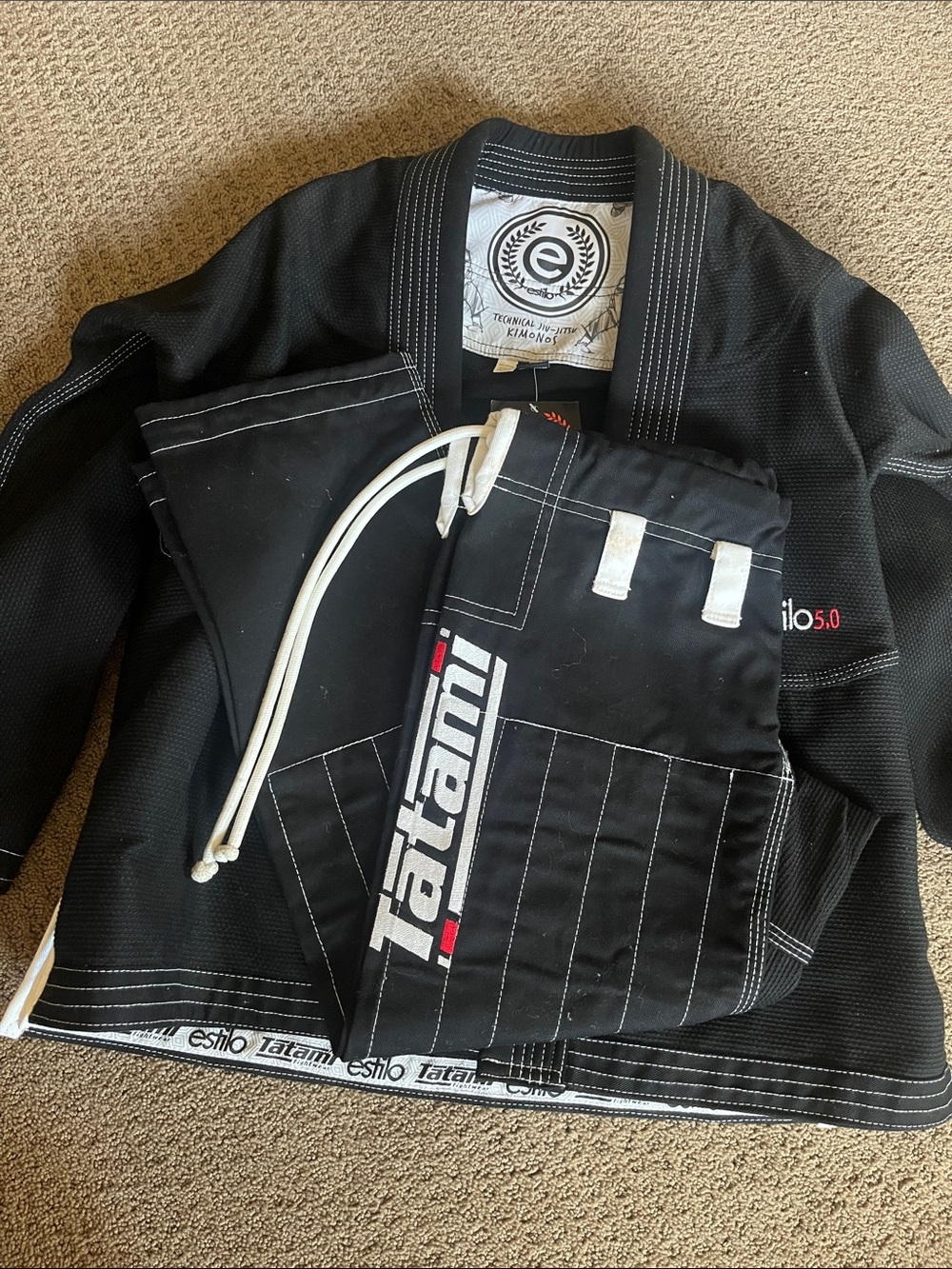 Tatami Black Jiu-Jitsu Gi with White Stitching and Logos